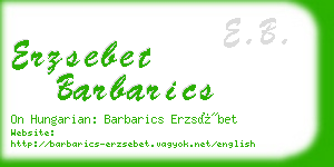 erzsebet barbarics business card